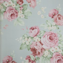 Papel de parede, floral, rosa com fundo azul